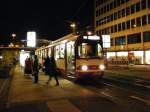 rheinbahn-dusseldorf/138707/ein-gt8s-der-rheinbahn-steht-am Ein GT8S der Rheinbahn steht am Abend des 06.11.2009 auf dem Jan-Wellem-Platz in Dsseldorf.